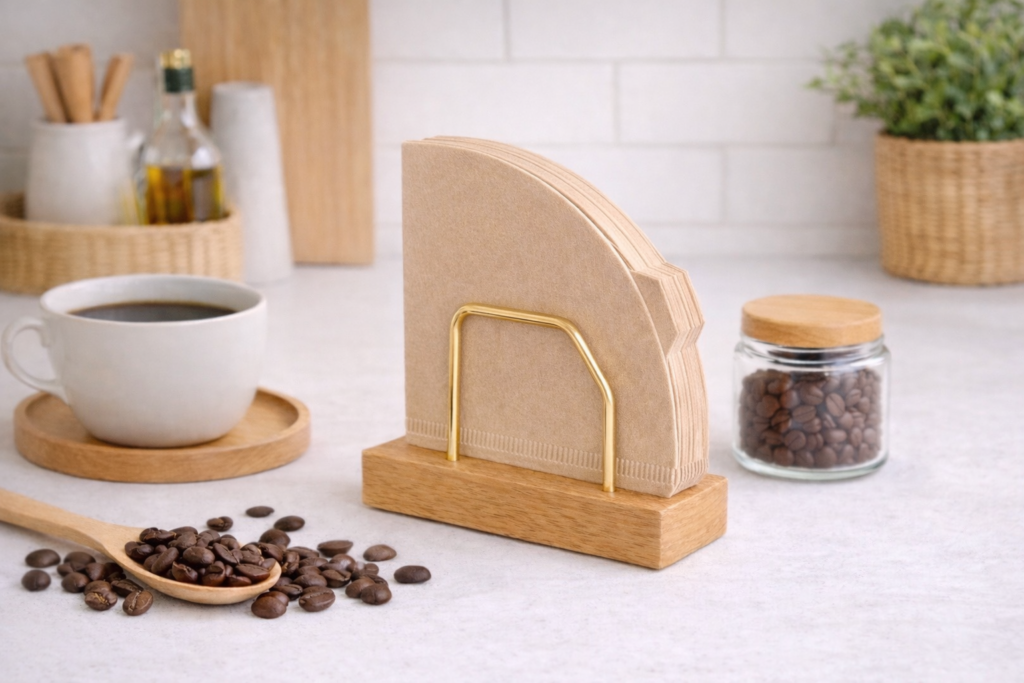 木製 コーヒーフィルタースタンド 真鍮 おしゃれ 収納